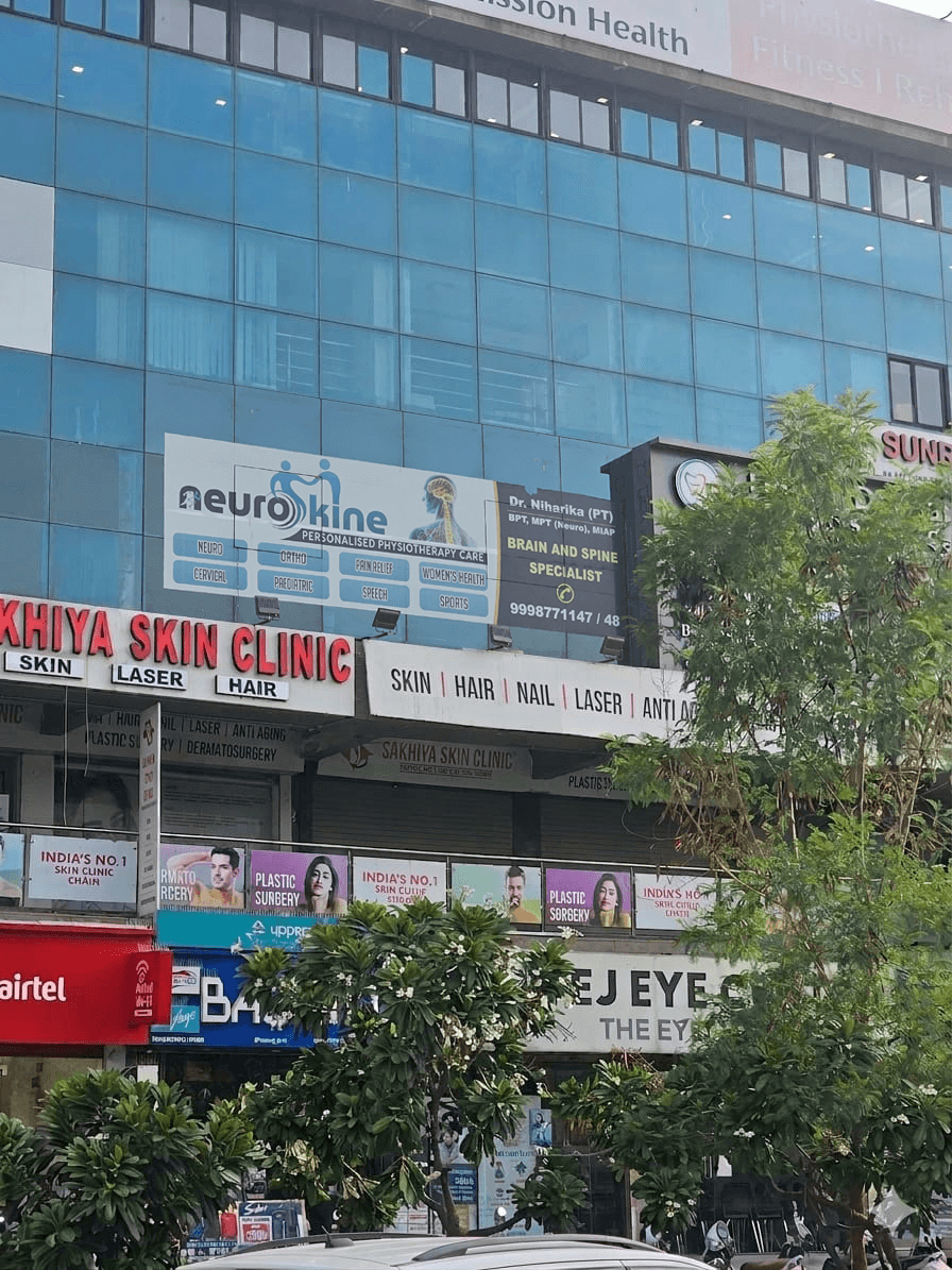 Neurokine clinic building exterior at Aaron Elegance, Chandkheda, Ahmedabad